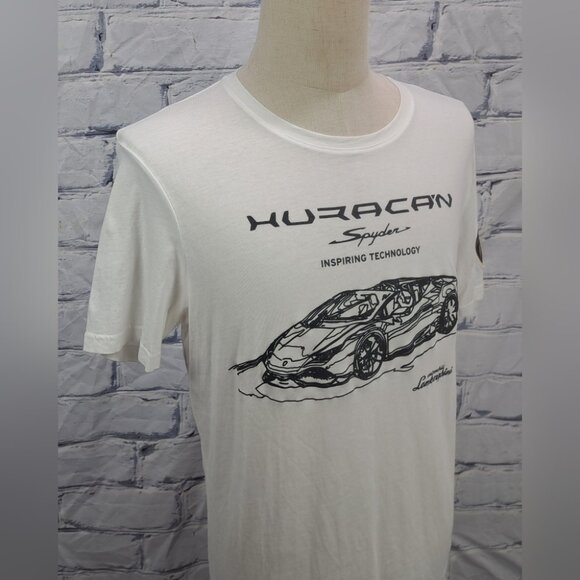 Automobili Lamborghini Men's T-Shirt Tee Spyder Huracan White Graphic Medium - Picture 9 of 14